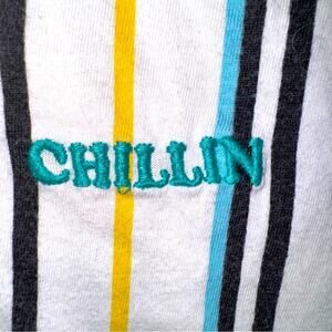 Men’s PacSun Short Sleeve Striped T-Shirt White, Black, Teal & Yellow size Large